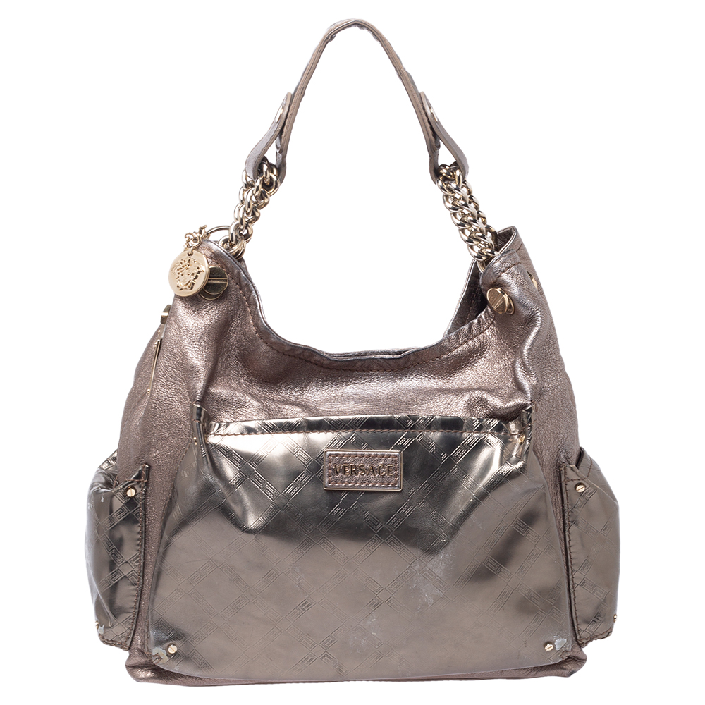 Versace Metallic Leather Pocket Shoulder Bag Versace Metallic Leather Pocket Shoulder Bag
