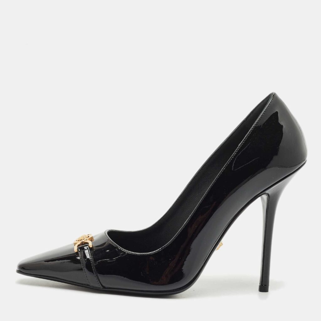 Versace Black Patent Leather La Medusa Pumps Size 38 Versace Black Patent Leather La Medusa Pumps Size 38