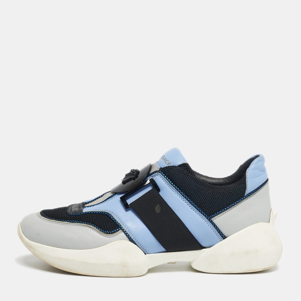 Versace Tricolor Leather and Mesh Medusa Slip On Sneakers Size 38 Versace Tricolor Leather and Mesh Medusa Slip On Sneakers Size 38