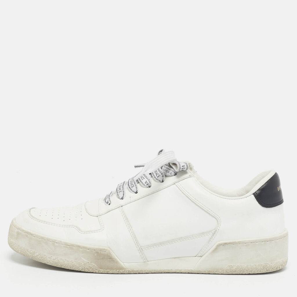 Versace White Leather llus Low Top Sneakers Size 40.5