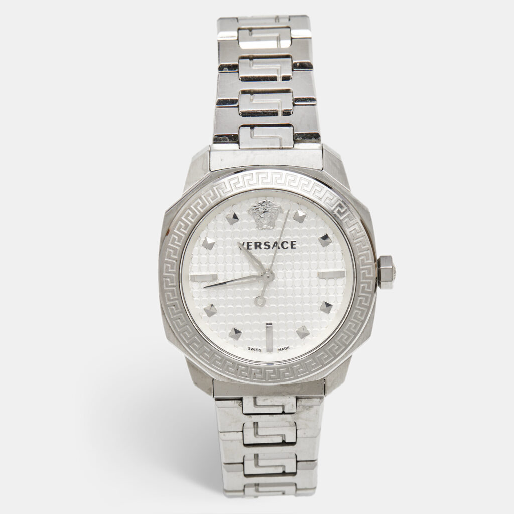 Versace Silver Dial Stainless Steel Dylos VQD040015 Men's Wristwatch 35 mm Versace Silver Dial Stainless Steel Dylos VQD040015 Men's Wristwatch 35 mm