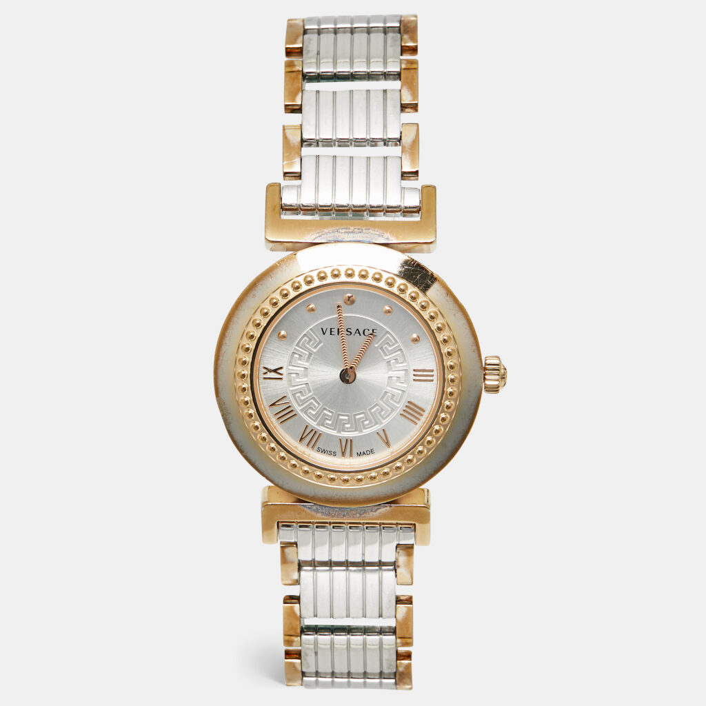 Versace Silver Two Tone Stainless Steel Vanity P5Q Women's Wristwatch 35 mm Versace Silver Two Tone Stainless Steel Vanity P5Q Women's Wristwatch 35 mm