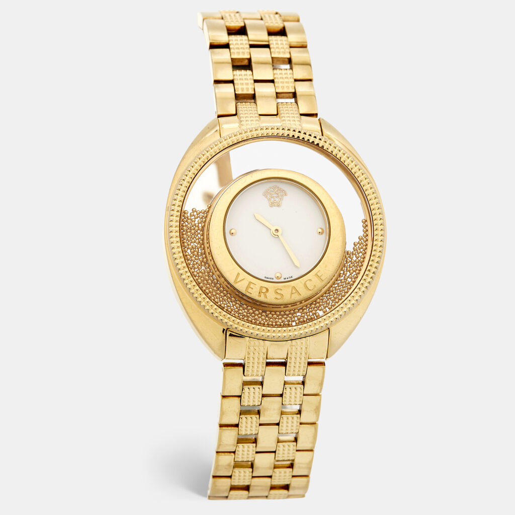 Versace White Yellow Gold Plated Stainless Steel Destiny Spirit 86Q70D002S070 Women's Wristwatch 39 mm Versace White Yellow Gold Plated Stainless Steel Destiny Spirit 86Q70D002S070 Women's Wristwatch 39 mm
