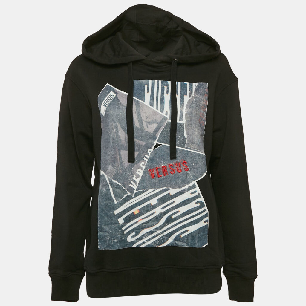 Versus Versace x Zayn Black Printed Cotton Knit Hoodie S