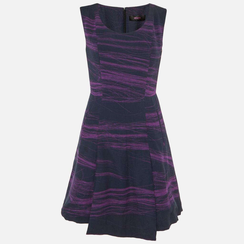 Versus Versace Navy Blue Crepe Sleeveless Dress M Versus Versace Navy Blue Crepe Sleeveless Dress M