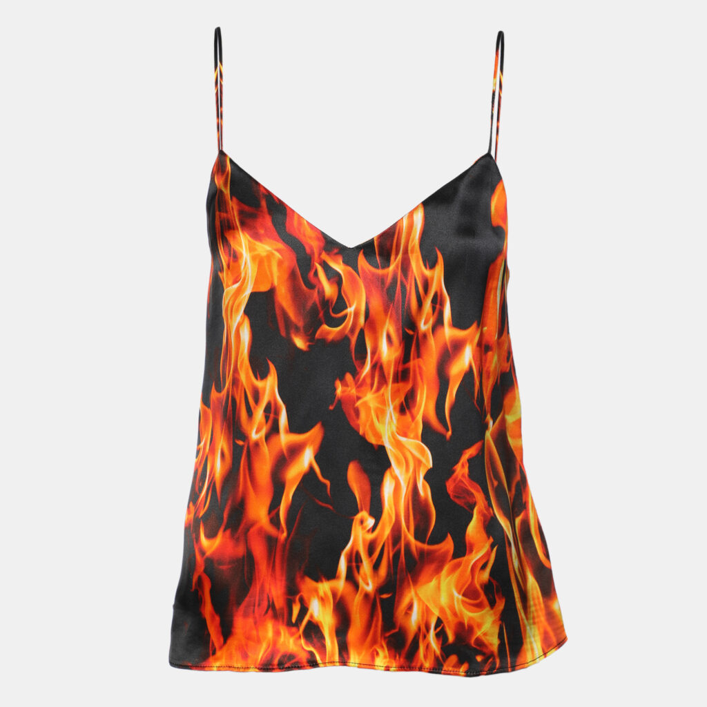 Vetements Multicolor Flame Floral Print Silk Blend Top M Vetements Multicolor Flame Floral Print Silk Blend Top M