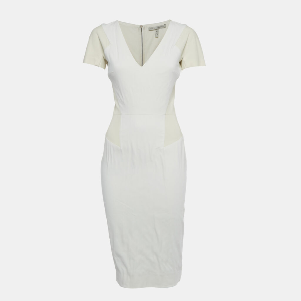 Victoria Beckham Cream & White Cotton Midi Dress S Victoria Beckham Cream & White Cotton Midi Dress S