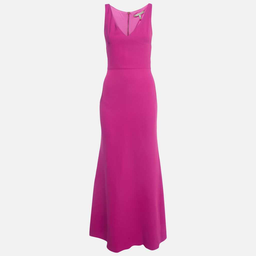 Victoria Beckham Pink Silk Blend Long Cocktail Dress S
