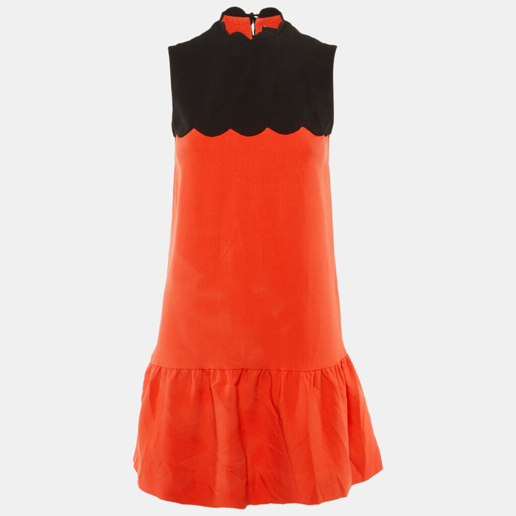 Victoria Beckham Orange/Black Crepe Sleeveless Mini Dress XS Victoria Beckham Orange/Black Crepe Sleeveless Mini Dress XS