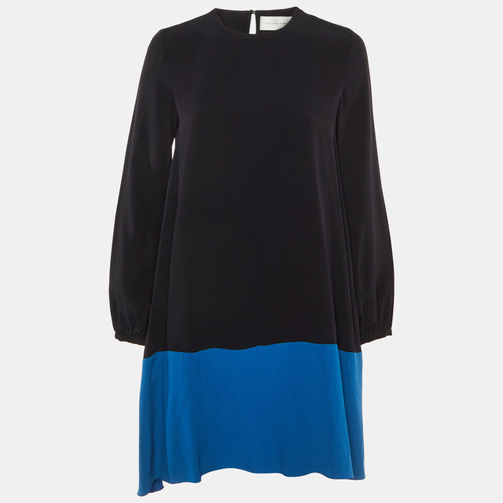 Victoria Victoria Beckham Black /Blue Crepe Mini Dress M Victoria Victoria Beckham Black /Blue Crepe Mini Dress M