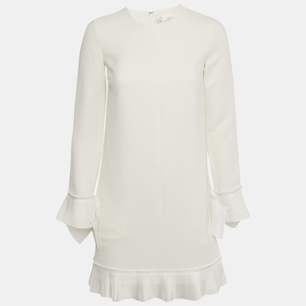 Victoria Victoria Beckham White Crepe Plisse Mini Dress S Victoria Victoria Beckham White Crepe Plisse Mini Dress S