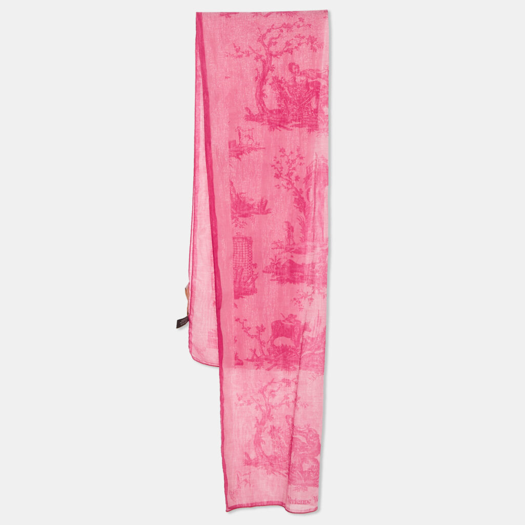 Vivienne Westwood Pink Printed Lurex Cotton Scarf Vivienne Westwood Pink Printed Lurex Cotton Scarf