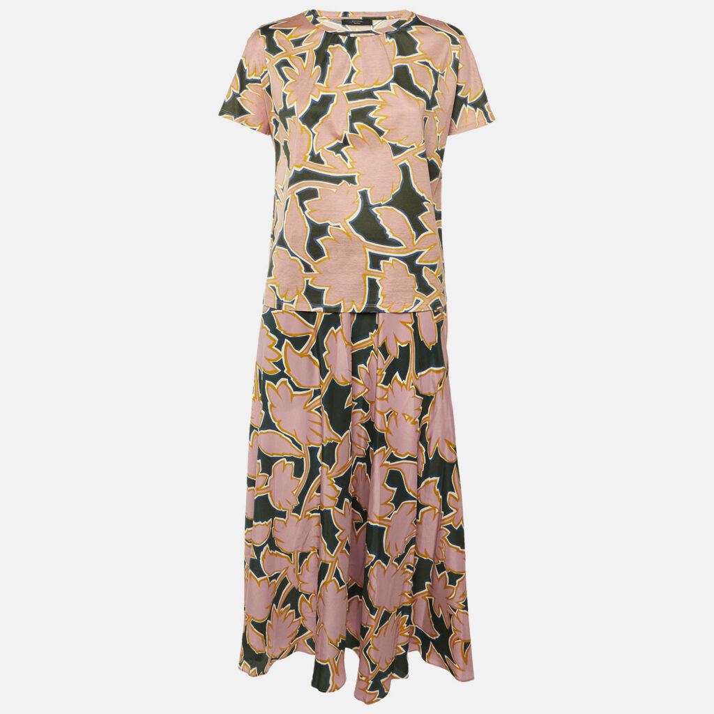 luxury-women-weekend-max-mara-new-clothes-p1249438-001-1.jpg Weekend Max Mara Pink Printed Cotton & Silk Co-Ord Set XS/S