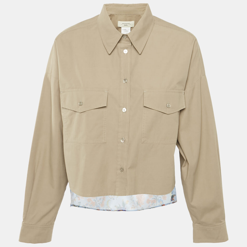 luxury-women-weekend-max-mara-used-clothes-p1169982-003-1.jpg Weekend Max Mara Brown Printed Crepe and Cotton Shirt L