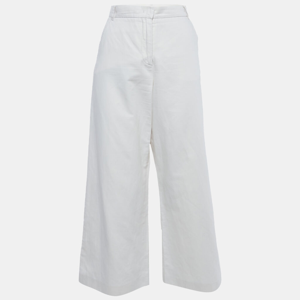 Weekend Max Mara Cream Gabardine Wide-Leg Trousers S Weekend Max Mara Cream Gabardine Wide-Leg Trousers S