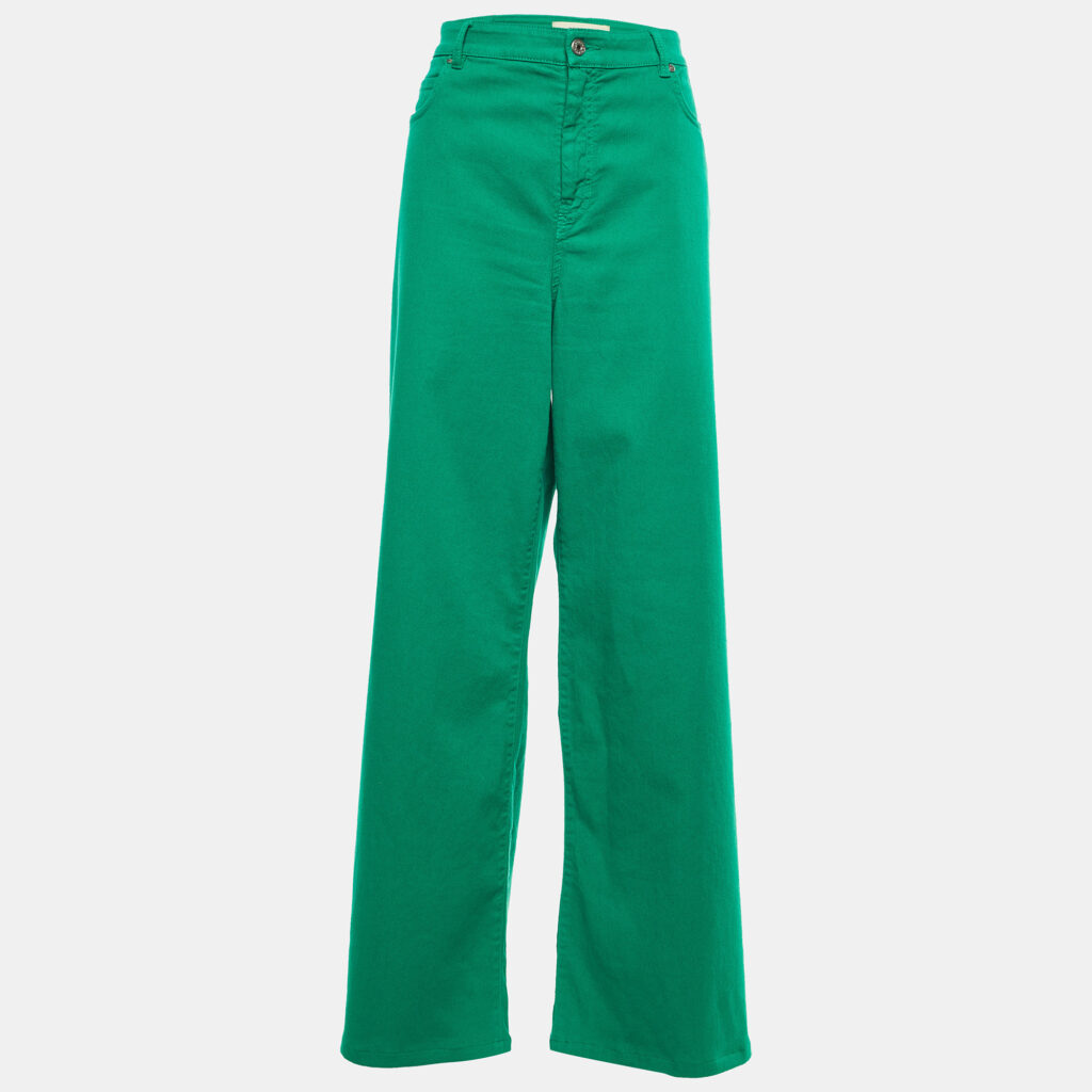Weekend Max Mara Green Denim Wide-Leg Jeans XS Waist 34''