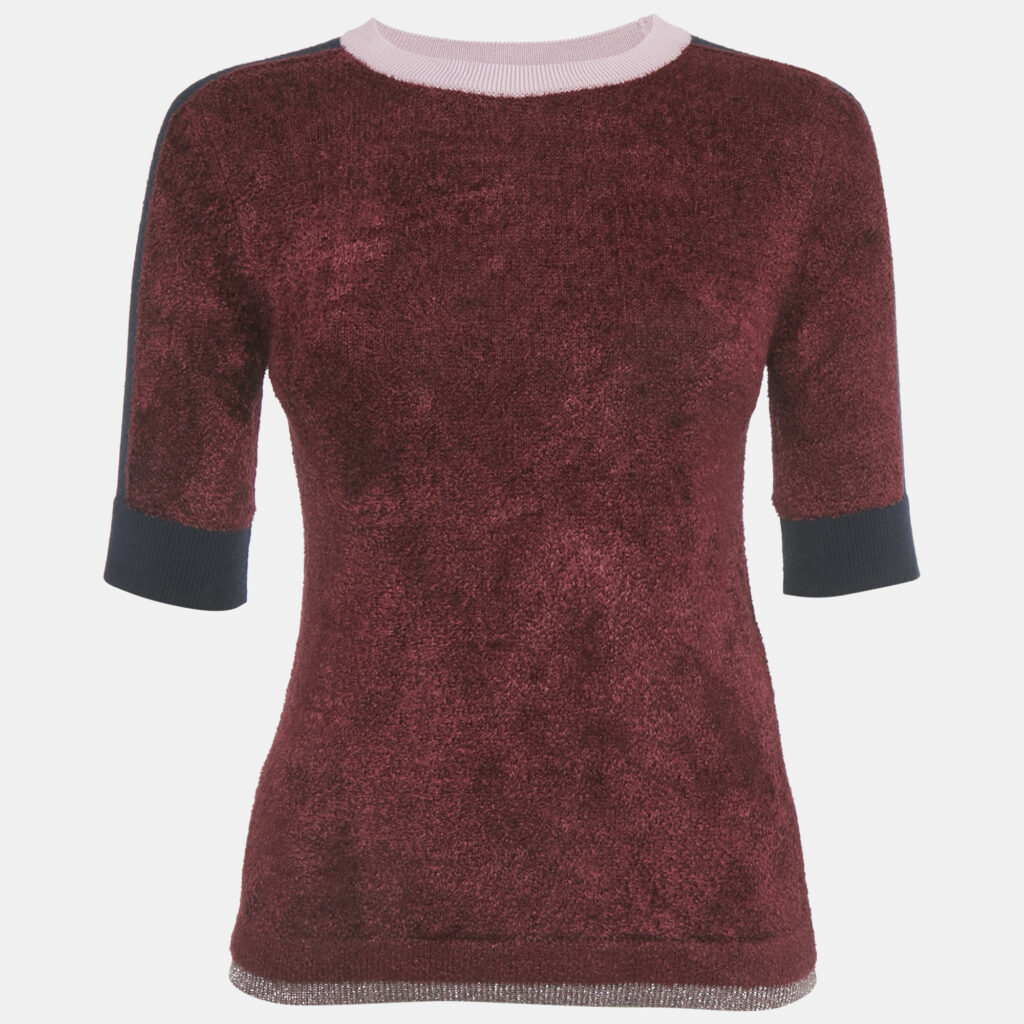 Weekend Max Mara Burgundy Knit Contrast Detail Sweater XS Weekend Max Mara Burgundy Knit Contrast Detail Sweater XS