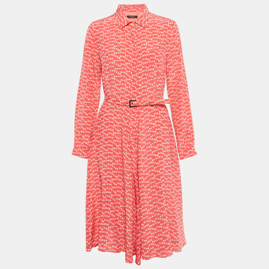 Weekend Max Mara Pink Printed Crepe Midi Shirt Dress M Weekend Max Mara Pink Printed Crepe Midi Shirt Dress M