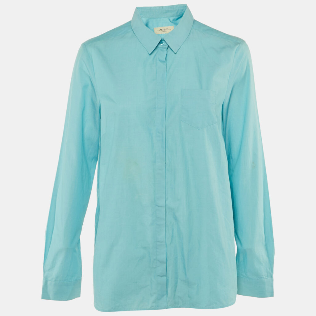 Weekend Max Mara Blue Cotton Button Front Shirt M