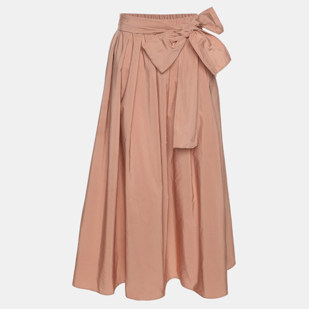Weekend Max Mara Nude Pink Satin Belted Midi Skirt M Weekend Max Mara Nude Pink Satin Belted Midi Skirt M