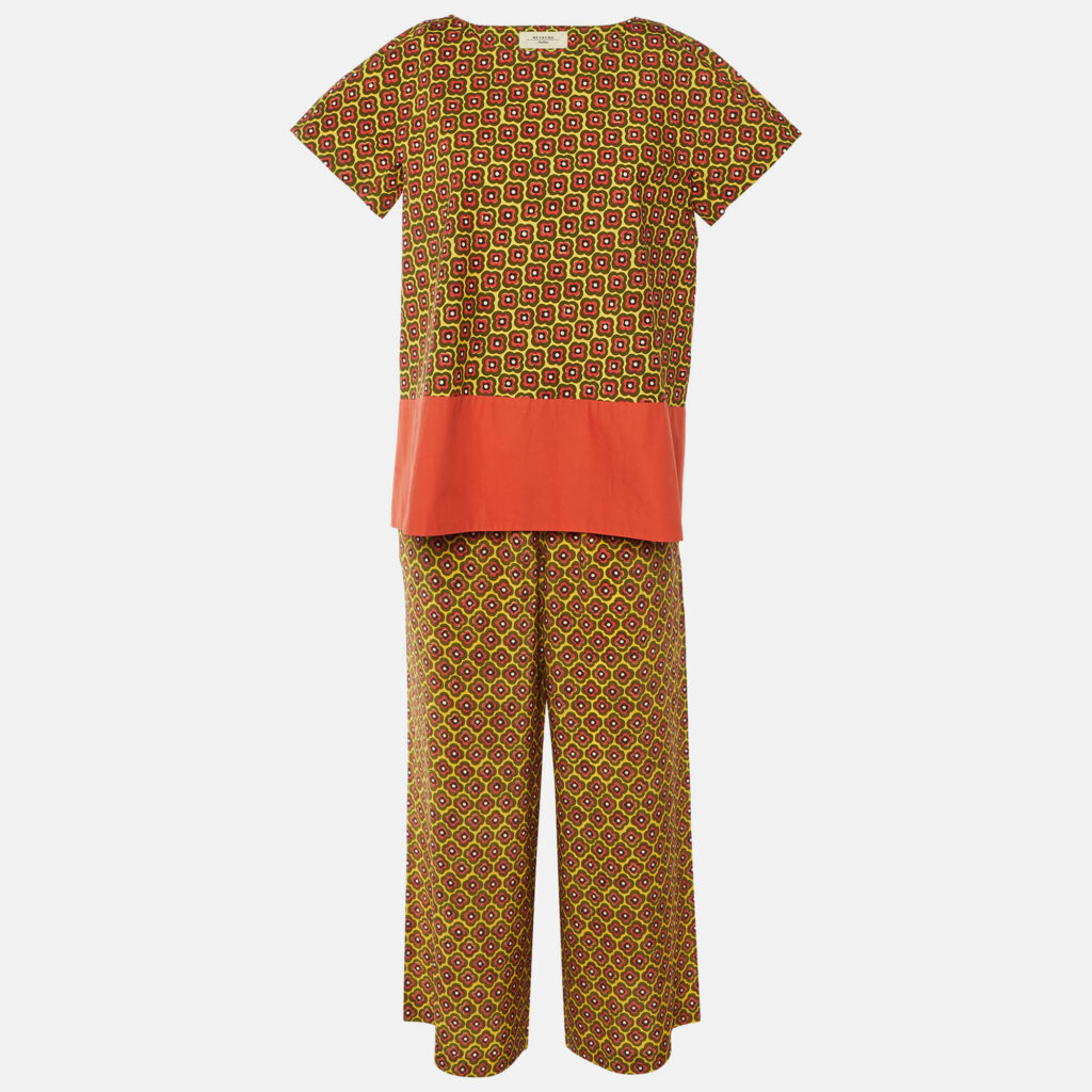 Weekend Max Mara Yellow Floral Print Cotton & Silk Co-ord Set M