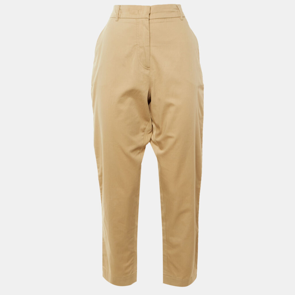 Weekend Max Mara Beige Cotton Tapered Trousers L Weekend Max Mara Beige Cotton Tapered Trousers L