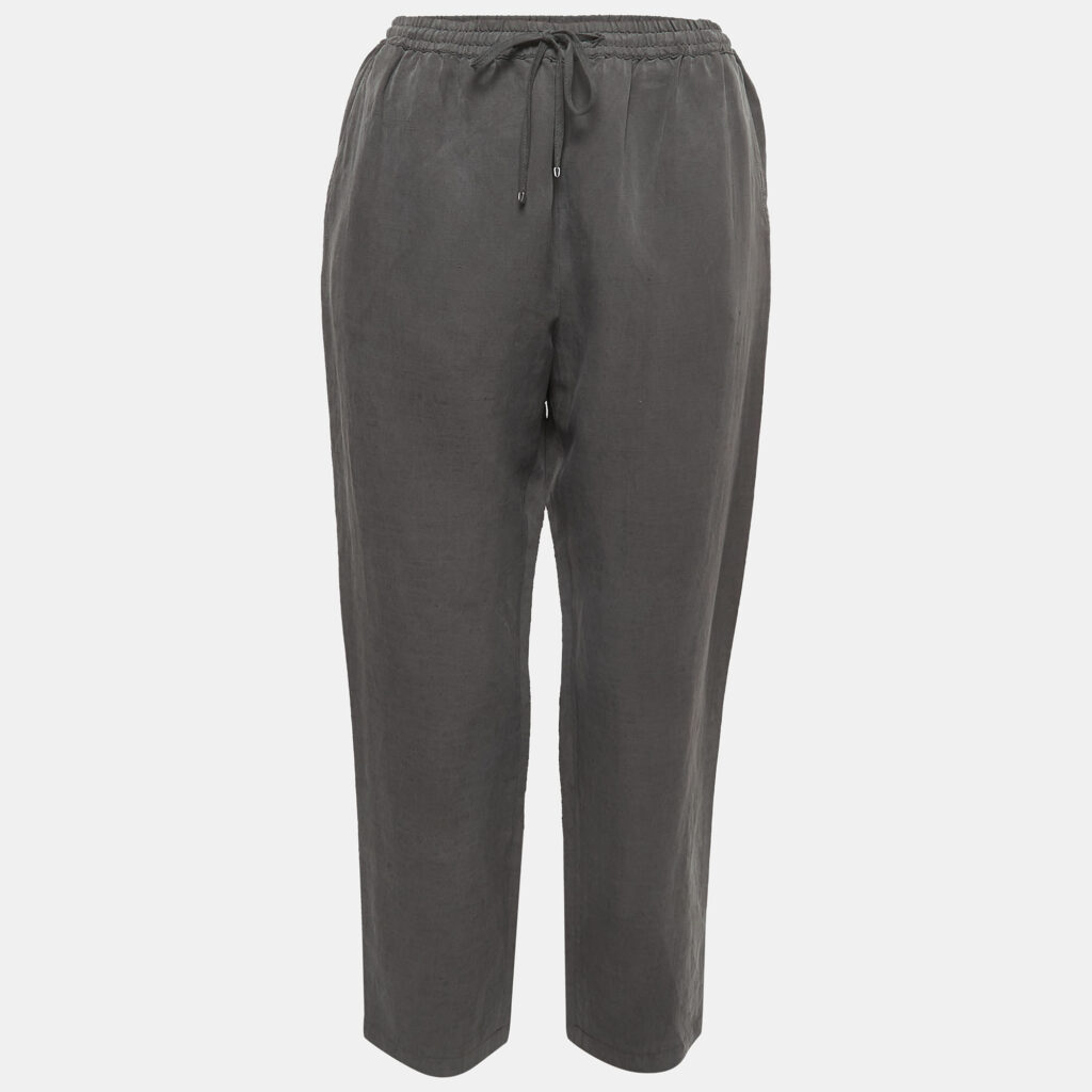 Weekend Max Mara Grey Silk Blend Drawstring Pants S Weekend Max Mara Grey Silk Blend Drawstring Pants S