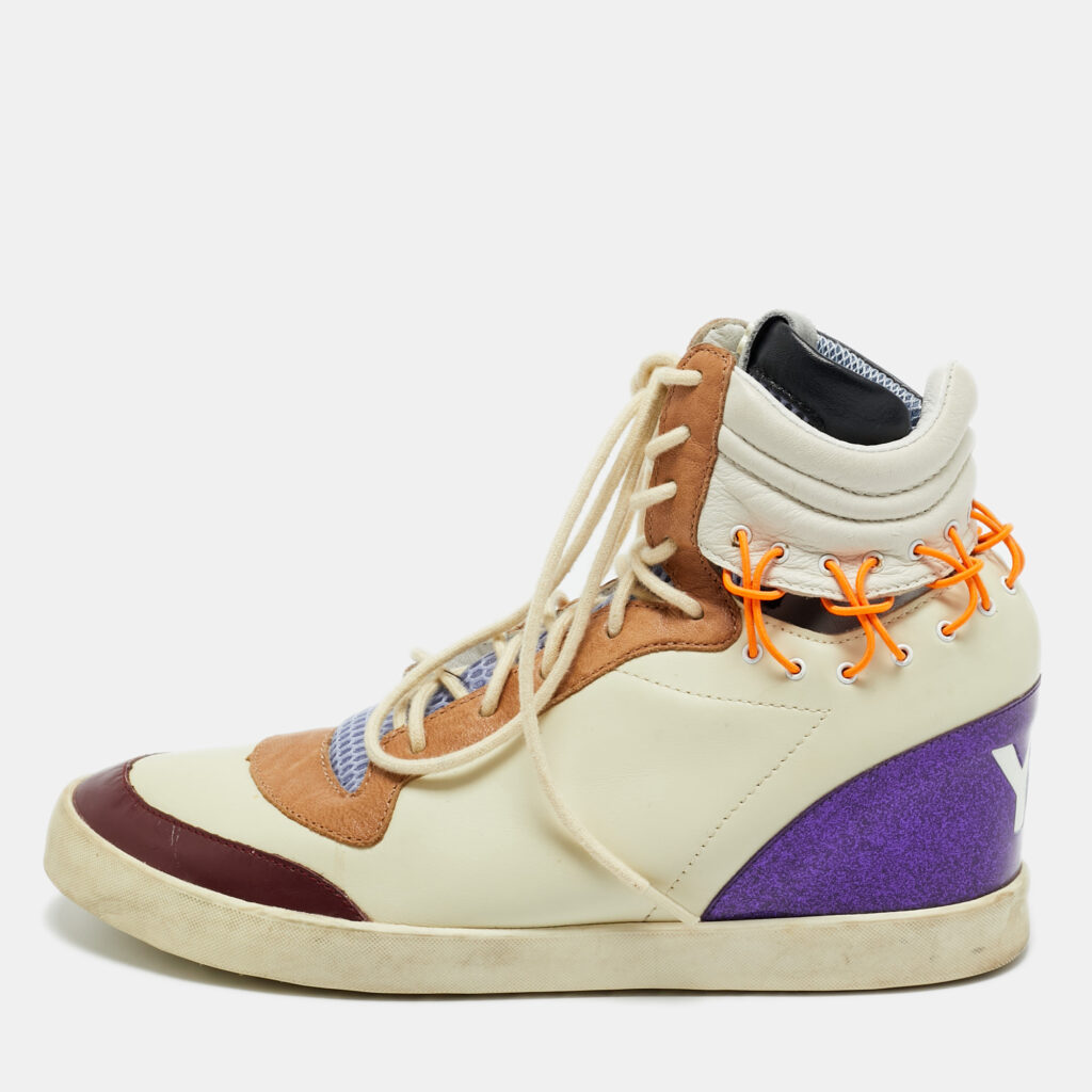 Y-3 Multicolor Leather and Mesh Spring Summer High Top Sneakers Size 38 Y-3 Multicolor Leather and Mesh Spring Summer High Top Sneakers Size 38