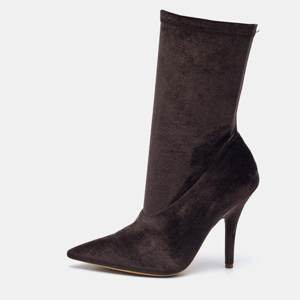 Yeezy Brown Velvet Season 5 Mid Calf Boots Size 38