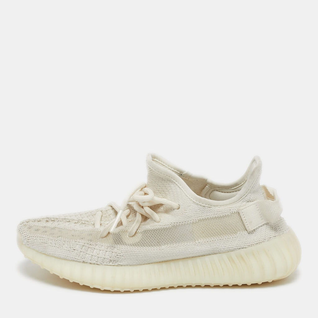 Yeezy x Adidas White Knit Fabric Boost 350 V2 Bone Sneakers Size 40