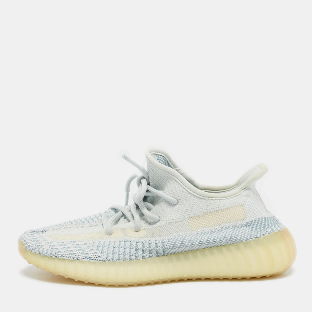 Yeezy x Adidas Blue/White Knit Fabric Boost 350 V2 Cloud White (Non-Reflective) Sneakers 38 2/3