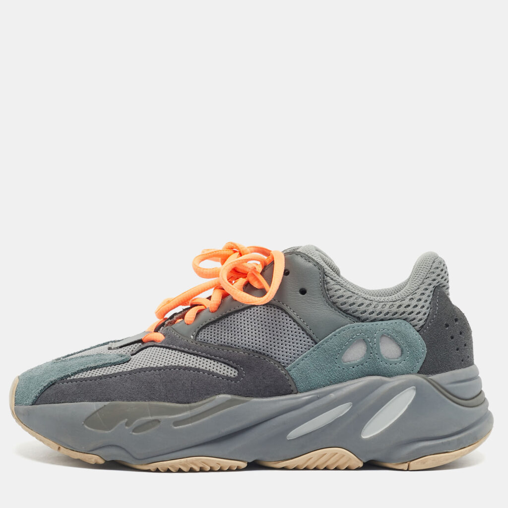Yeezy x Adidas Grey Suede and Mesh Boost 700 Teal Blue Sneakers Size 38 2/3 Yeezy x Adidas Grey Suede and Mesh Boost 700 Teal Blue Sneakers Size 38 2/3