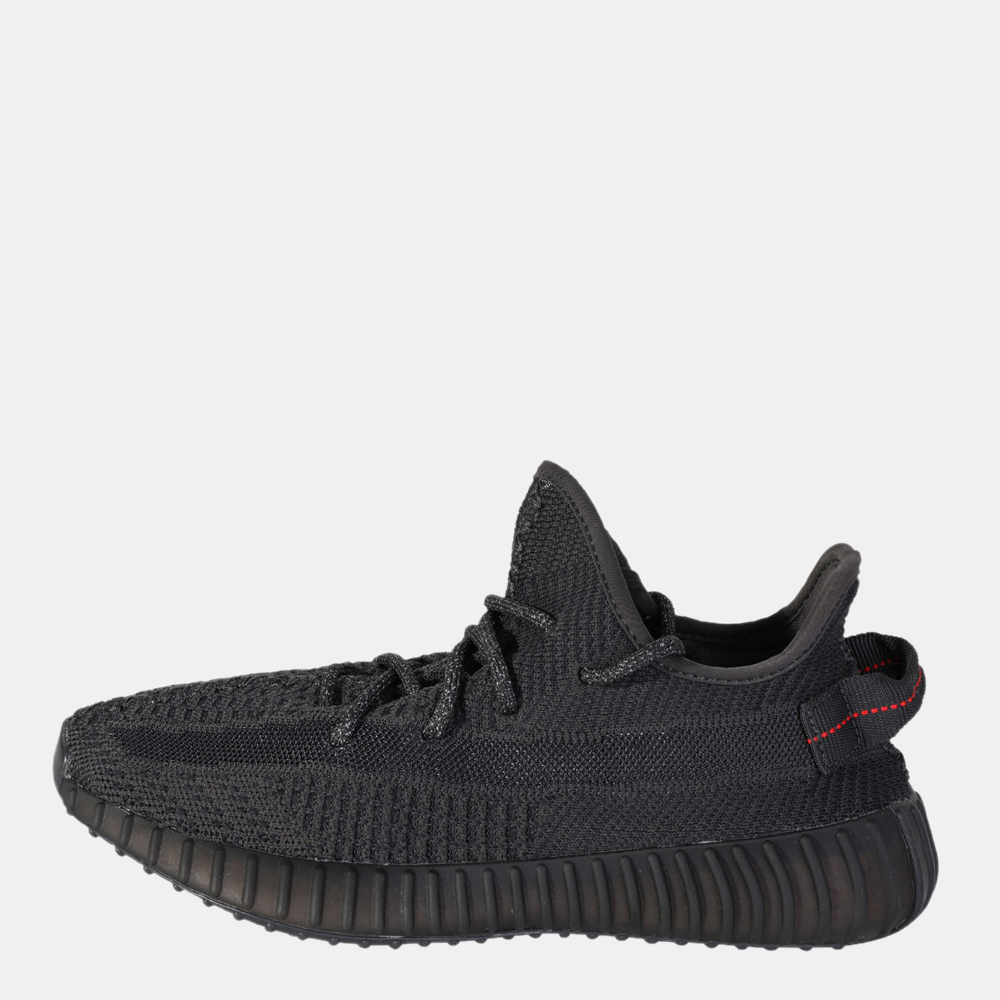 luxury-women-yeezy-x-adidas-used-shoes-p651265-005-1.jpg Yeezy x Adidas Black Knit Fabric Boost 350 V2 Black Non-Reflective Sneakers Size 40
