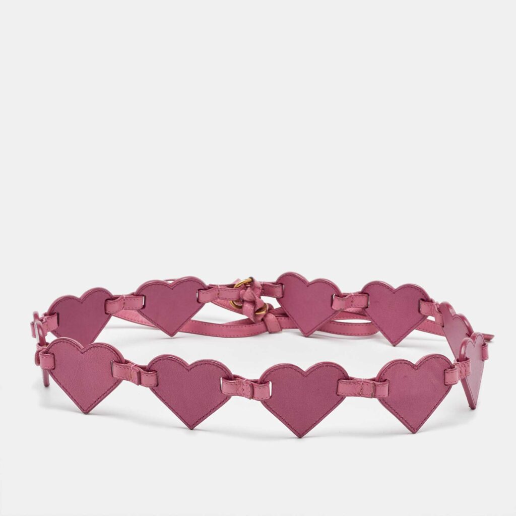Yves Saint Laurent Pink Heart Chain Belt 100CM Yves Saint Laurent Pink Heart Chain Belt 100CM