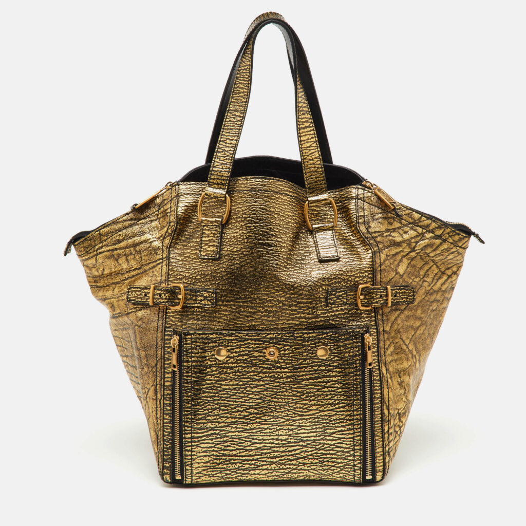 Yves Saint Laurent Metallic Gold/Black Leather Downtown Tote Yves Saint Laurent Metallic Gold/Black Leather Downtown Tote