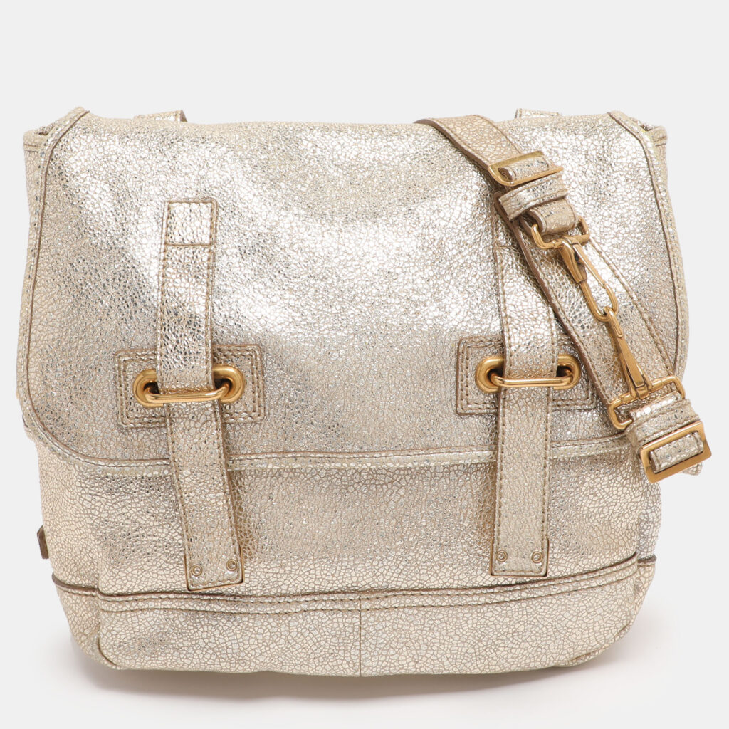 Yves Saint Laurent Metallic Gold Leather Besace Shoulder Bag Yves Saint Laurent Metallic Gold Leather Besace Shoulder Bag