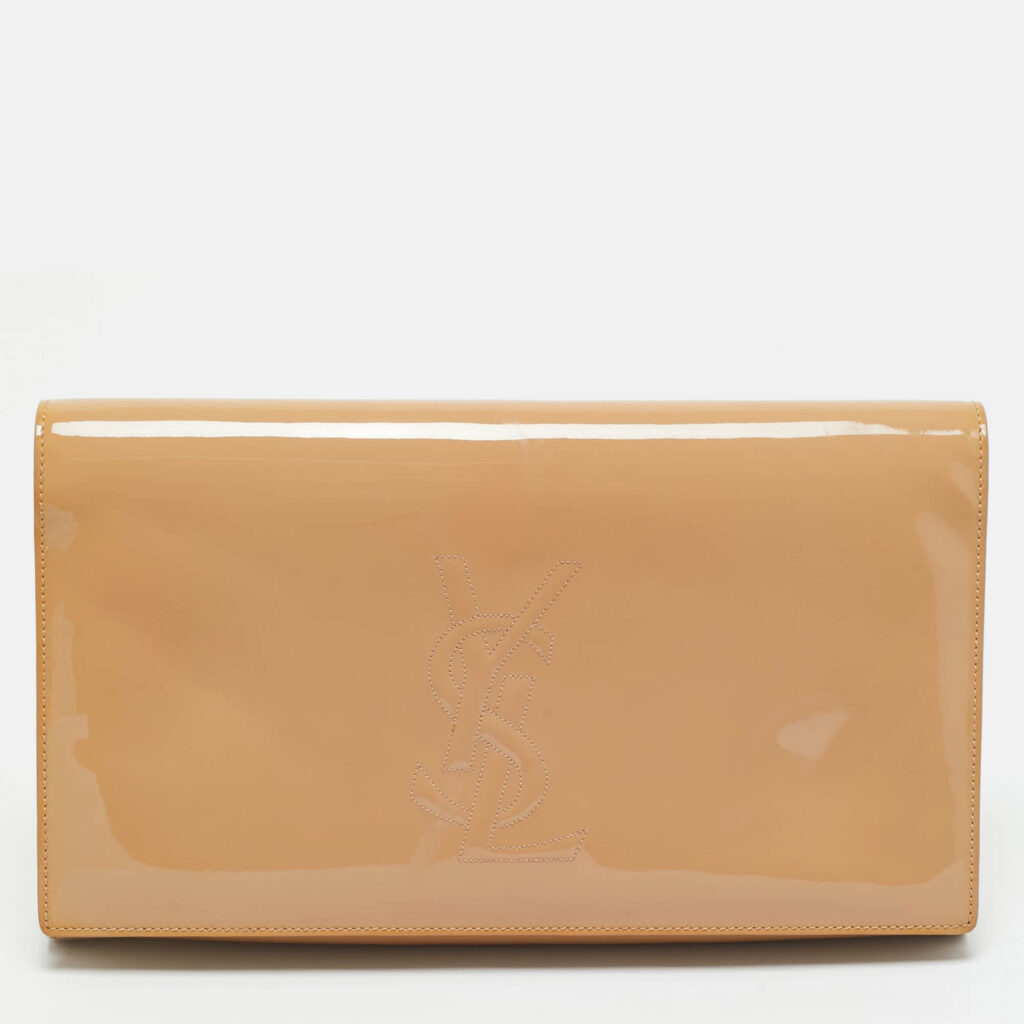 Yves Saint Laurent Beige Patent Leather Belle De Jour Clutch Yves Saint Laurent Beige Patent Leather Belle De Jour Clutch