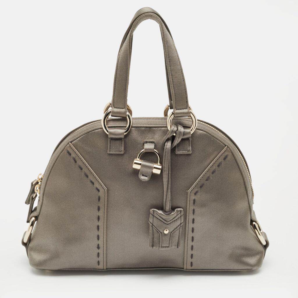 Yves Saint Laurent Grey Satin Mini Muse Satchel