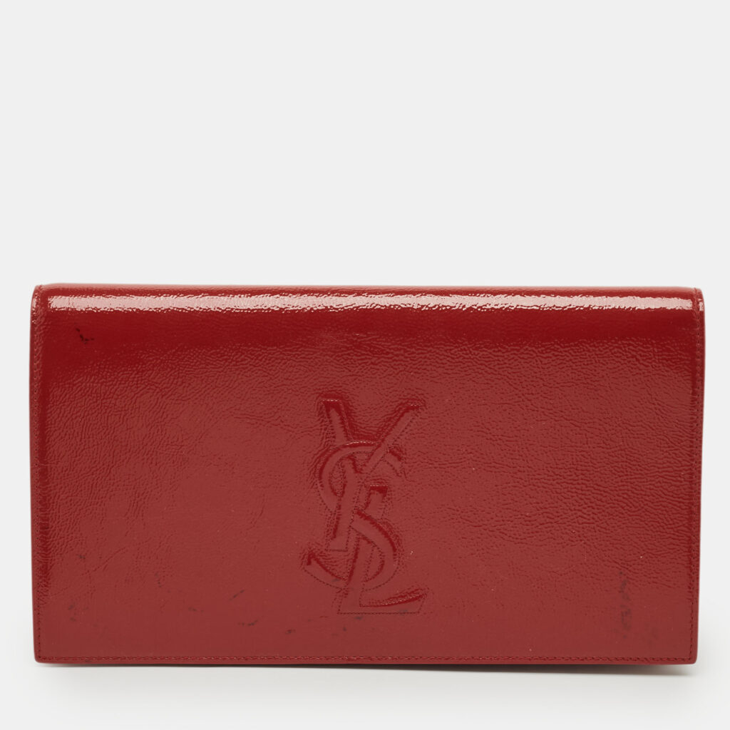 Saint Laurent Red Patent Leather Belle De Jour Flap Clutch Saint Laurent Red Patent Leather Belle De Jour Flap Clutch