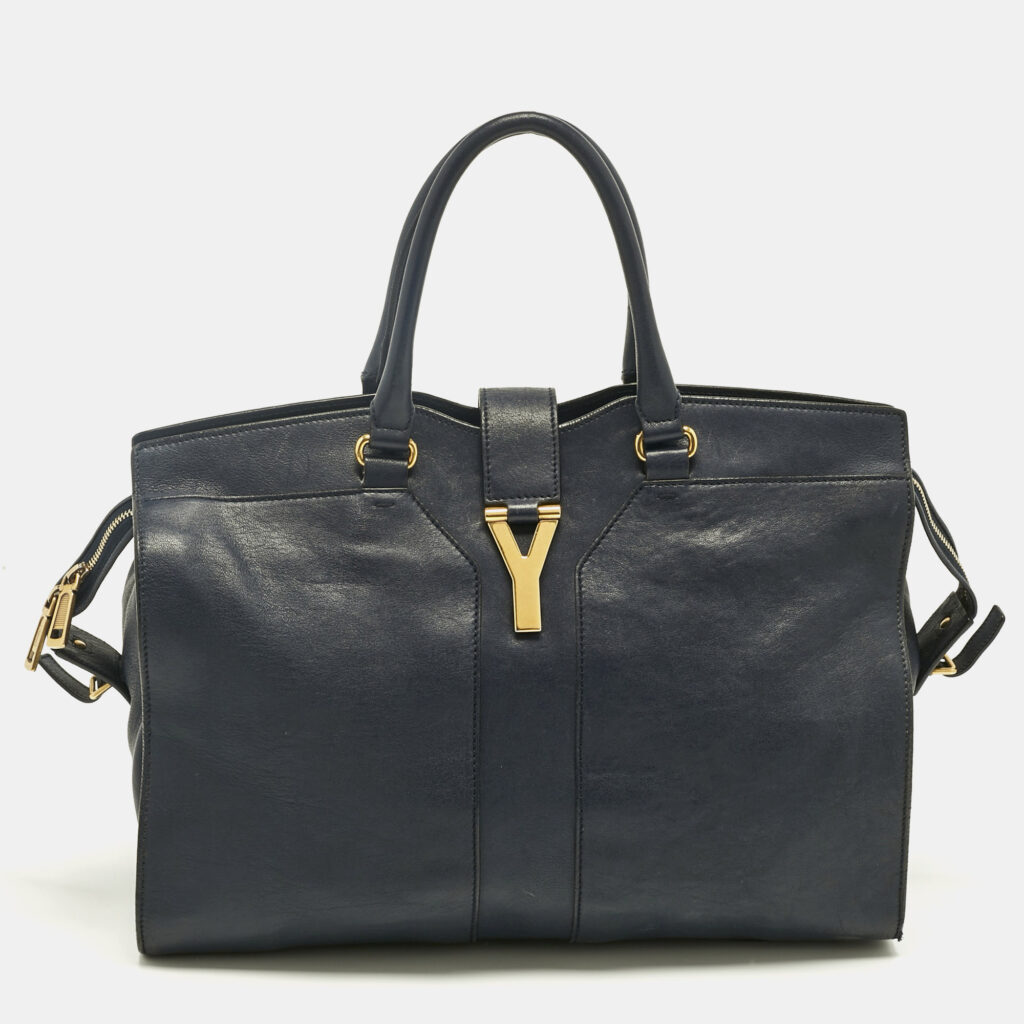 Yves Saint Laurent Navy Blue Leather Large Cabas Chyc Tote Yves Saint Laurent Navy Blue Leather Large Cabas Chyc Tote