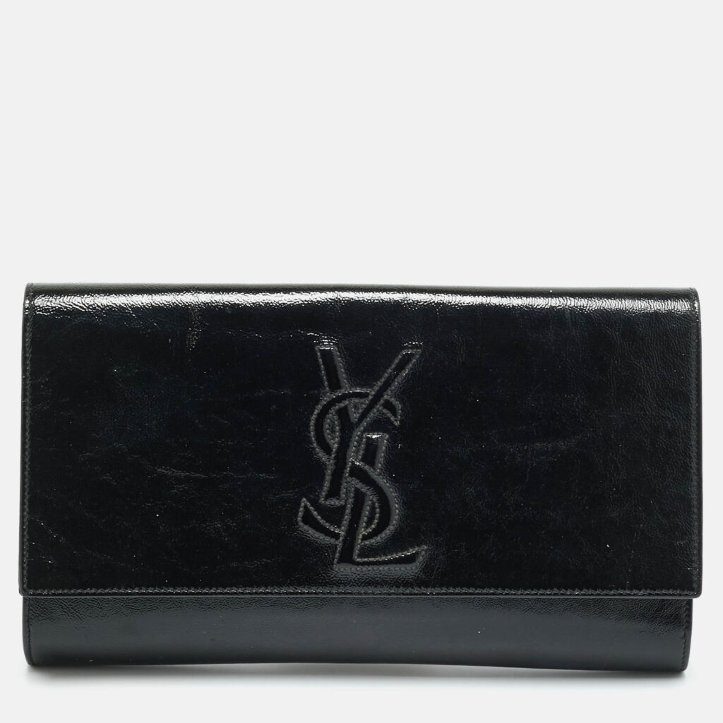 Yves Saint Laurent Belle De Jour Black Patent Leather Clutch