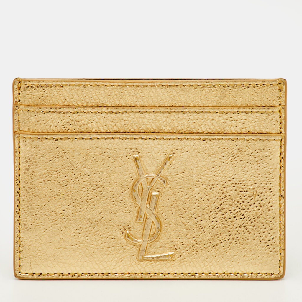 Yves Saint Laurent Gold Leather Card Holder Yves Saint Laurent Gold Leather Card Holder