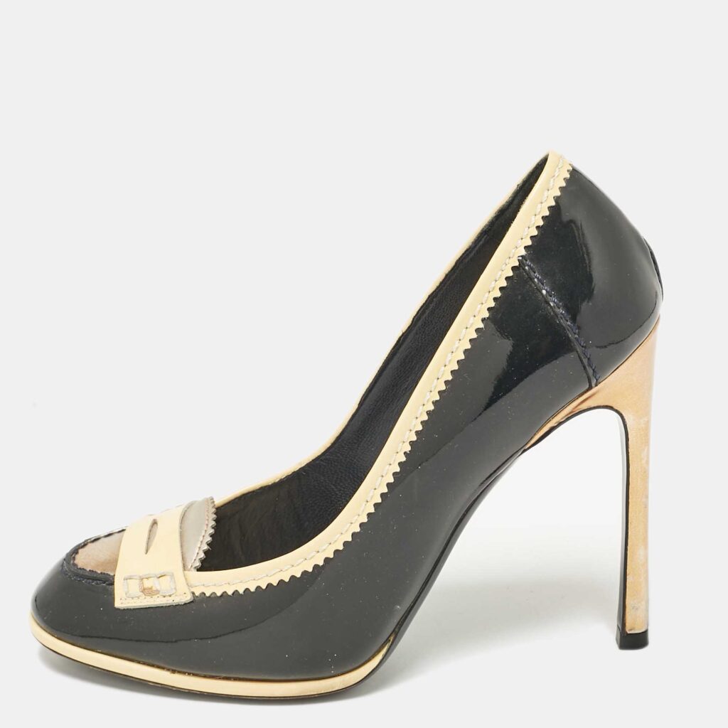 Yves Saint Laurent Black/Yellow Patent Leather Loafer Pumps Size 37 Yves Saint Laurent Black/Yellow Patent Leather Loafer Pumps Size 37