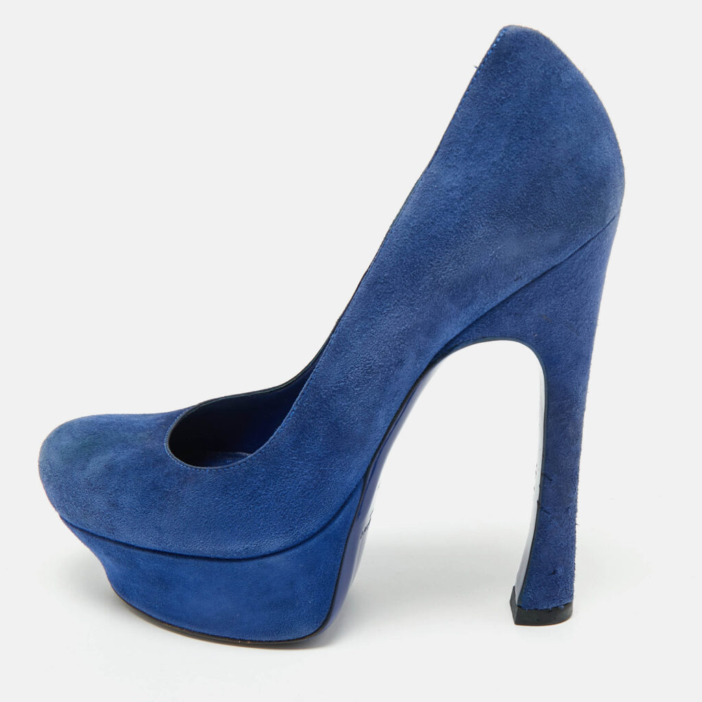 Yves Saint Laurent Blue Suede Platform Pumps Size 35 Yves Saint Laurent Blue Suede Platform Pumps Size 35