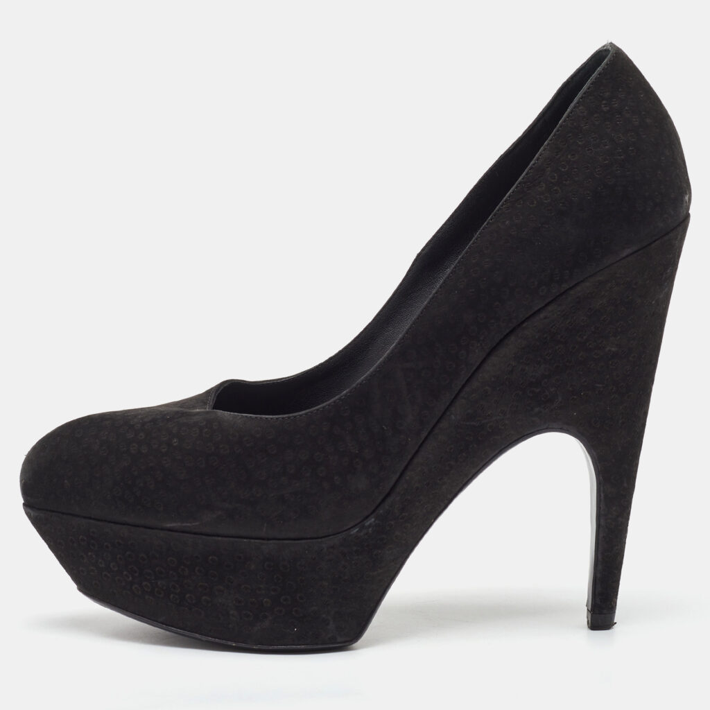 Yves Saint Laurent Black Nubuck Leather Platform Pumps Size 38 Yves Saint Laurent Black Nubuck Leather Platform Pumps Size 38
