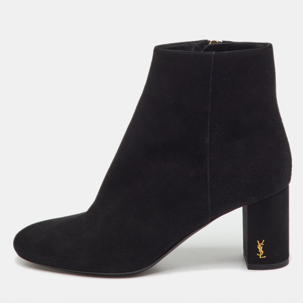 Saint Laurent Black Suede Loulou Zip Ankle Length Boots Size 36 Saint Laurent Black Suede Loulou Zip Ankle Length Boots Size 36