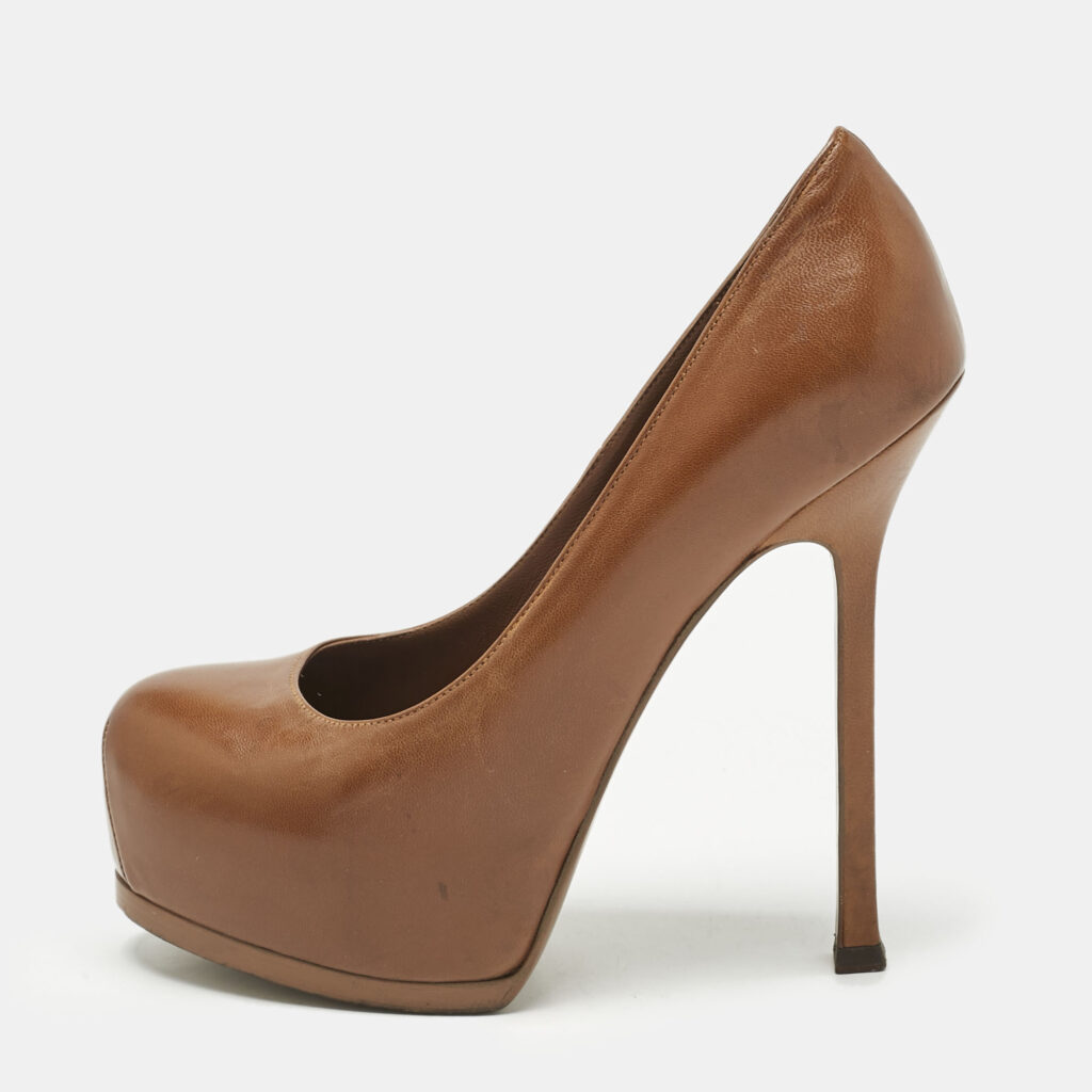 Yves Saint Laurent Brown Leather Tribtoo Platform Pumps Size 36 Yves Saint Laurent Brown Leather Tribtoo Platform Pumps Size 36