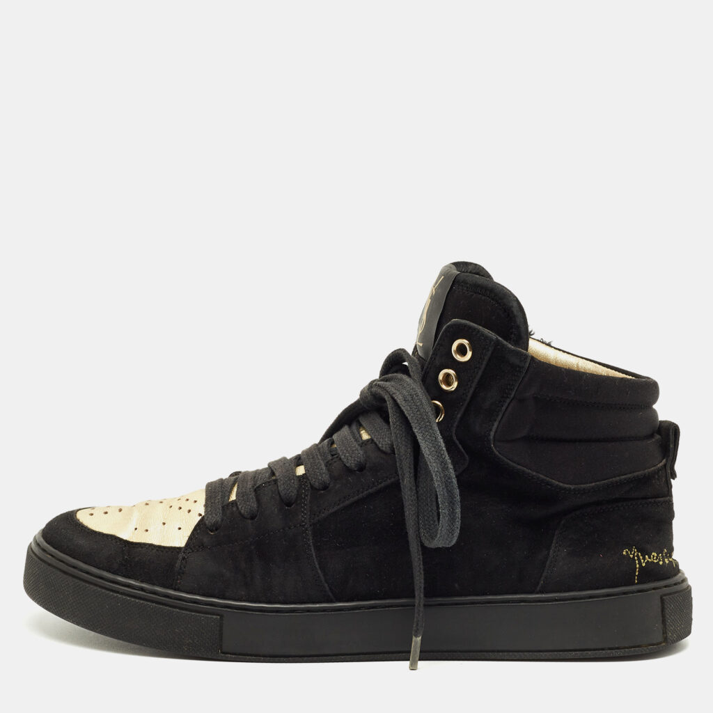 Yves Saint Laurent Black Leather and Suede High Top Sneakers Size 39 Yves Saint Laurent Black Leather and Suede High Top Sneakers Size 39