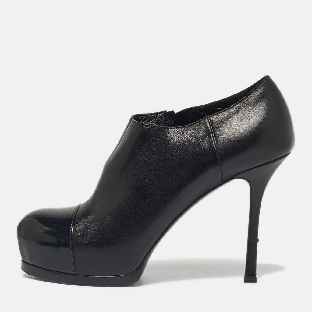 Yves Saint Laurent Black Patent Leather Tribute Booties Size 37.5 Yves Saint Laurent Black Patent Leather Tribute Booties Size 37.5