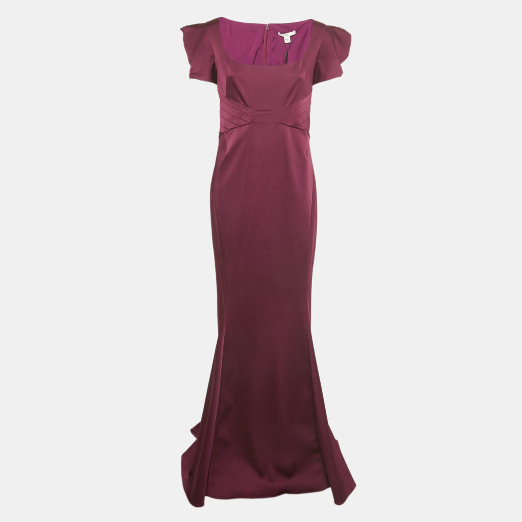 Zac Posen Purple Crepe Bethanle Gown L